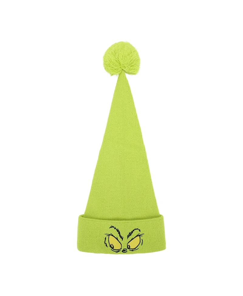 The Grinch Men's Eyes Green Knit Santa Cap