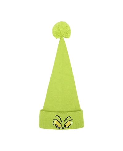 The Grinch Men's Eyes Green Knit Santa Cap