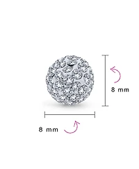 Bling Jewelry Elegant .925 Sterling Silver Round 8MM Glittering Pave Crystal Disco Ball Stud Earrings