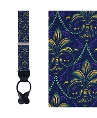 Trafalgar Men's The French Quarter Fleur-de-Lis Silk Novelty Button End Suspenders