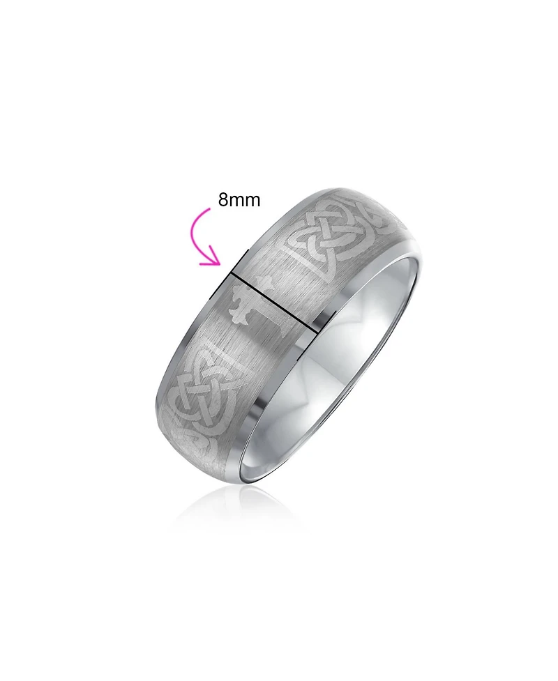 Bling Jewelry Couples Irish Viking Celtic Infinity Etched Knot Maltase Cross Eternity Band Rings Titanium Wide Matte Silver Tone 8MM