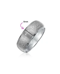 Bling Jewelry Couples Irish Viking Celtic Infinity Etched Knot Maltase Cross Eternity Band Rings Titanium Wide Matte Silver Tone 8MM