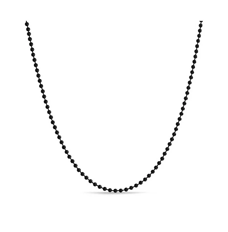 Bling Jewelry Thin Minimalist 1.5MM Stationary Ball Saturn Chain Necklace Black Silver Gold Plated Stainless Steel 16 18 20 24 30 Inch