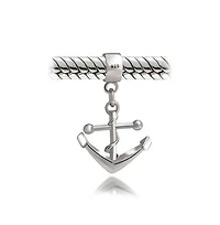 Bling Jewelry Nautical Boat Anchor Vacation Travel Dangle Charm Bead .925 Sterling Silver