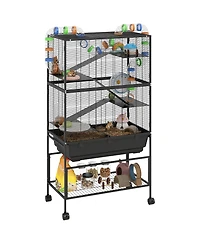 PawHut Hamster Cage, 5 Tier Rolling Rat Cage for Syrian, Gerbil, Mouse
