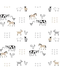 Lambs & Ivy Baby Farm Animals 100% Cotton Fitted Crib Sheet - White