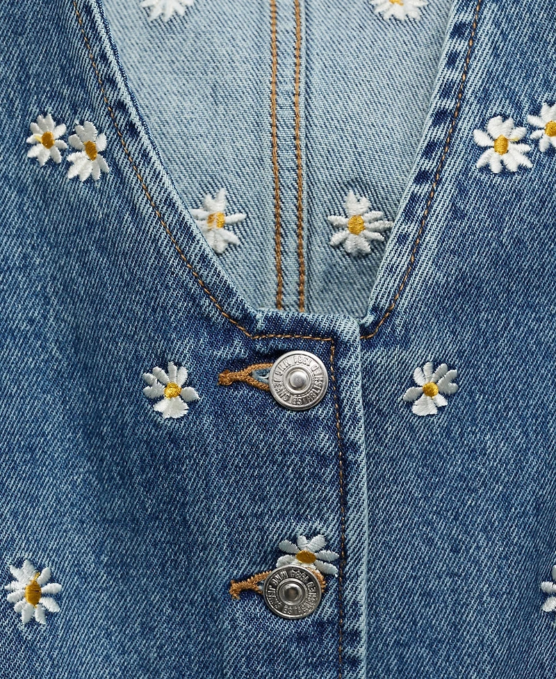 Mango Women's Embroidered Floral Crop Vest