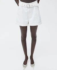 Mango Women's Rolled Hem Paper Bag Shorts