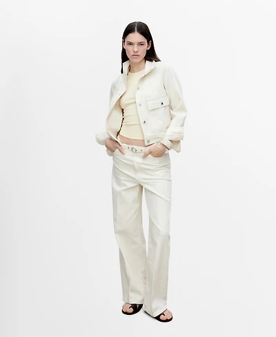 Mango Women's Belt Wide Leg Jeans
