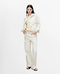 Mango Women's Belt Wide Leg Jeans