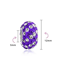 Bling Jewelry Solid Stripe Color Pave Crystal Spacer Bead Charm .925 Sterling Silver Core