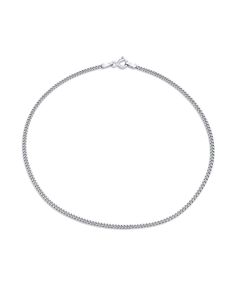 Bling Jewelry Simple Strong Plain Cuban Curb Chain Anklet Ankle Bracelet .925 Sterling Silver
