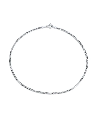 Bling Jewelry Simple Strong Plain Cuban Curb Chain Anklet Ankle Bracelet .925 Sterling Silver