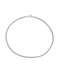 Bling Jewelry Simple Strong Plain Cuban Curb Chain Anklet Ankle Bracelet .925 Sterling Silver
