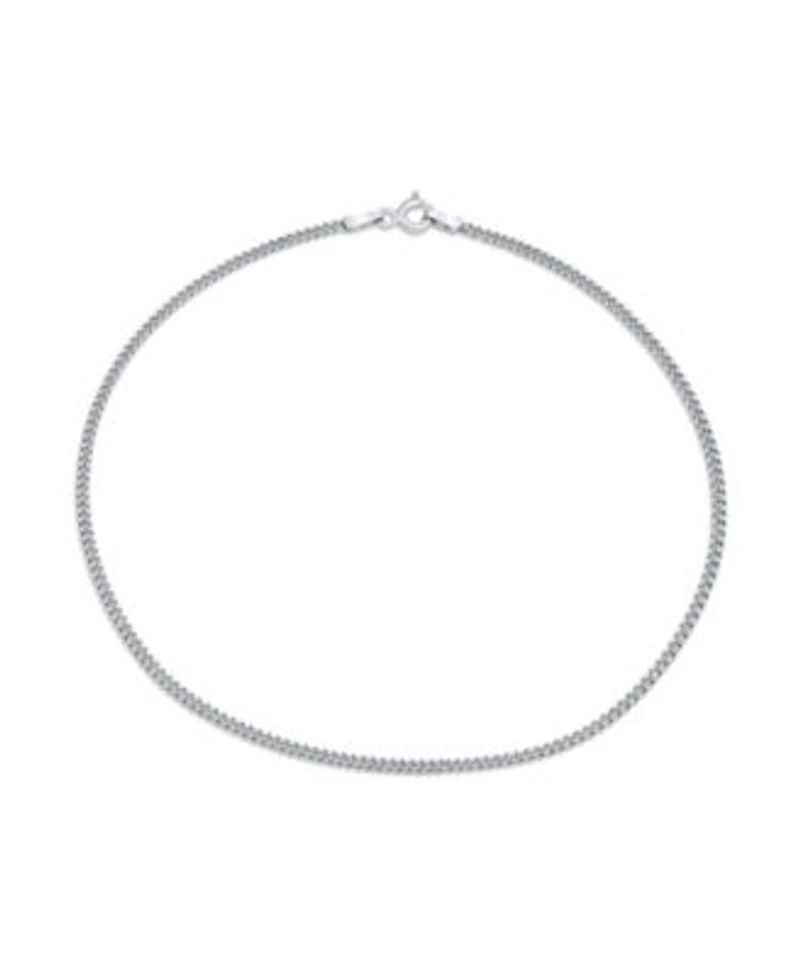 Bling Jewelry Simple Strong Plain Cuban Curb Chain Anklet Ankle Bracelet .925 Sterling Silver