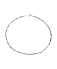 Bling Jewelry Simple Strong Plain Cuban Curb Chain Anklet Ankle Bracelet .925 Sterling Silver