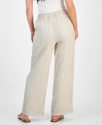 Jm Collection Petite Crinkle Sequin Pull-On Pants, Exclusively at Macy's