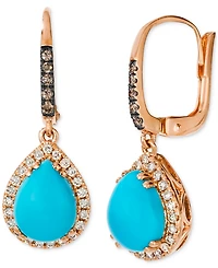 Le Vian Robins Egg Blue Turquoise (2-3/4 ct. t.w.), Nude Diamond (1/4 ct. t.w.) & Chocolate Diamond (1/10 ct. t.w.) Earrings in 14k Rose Gold