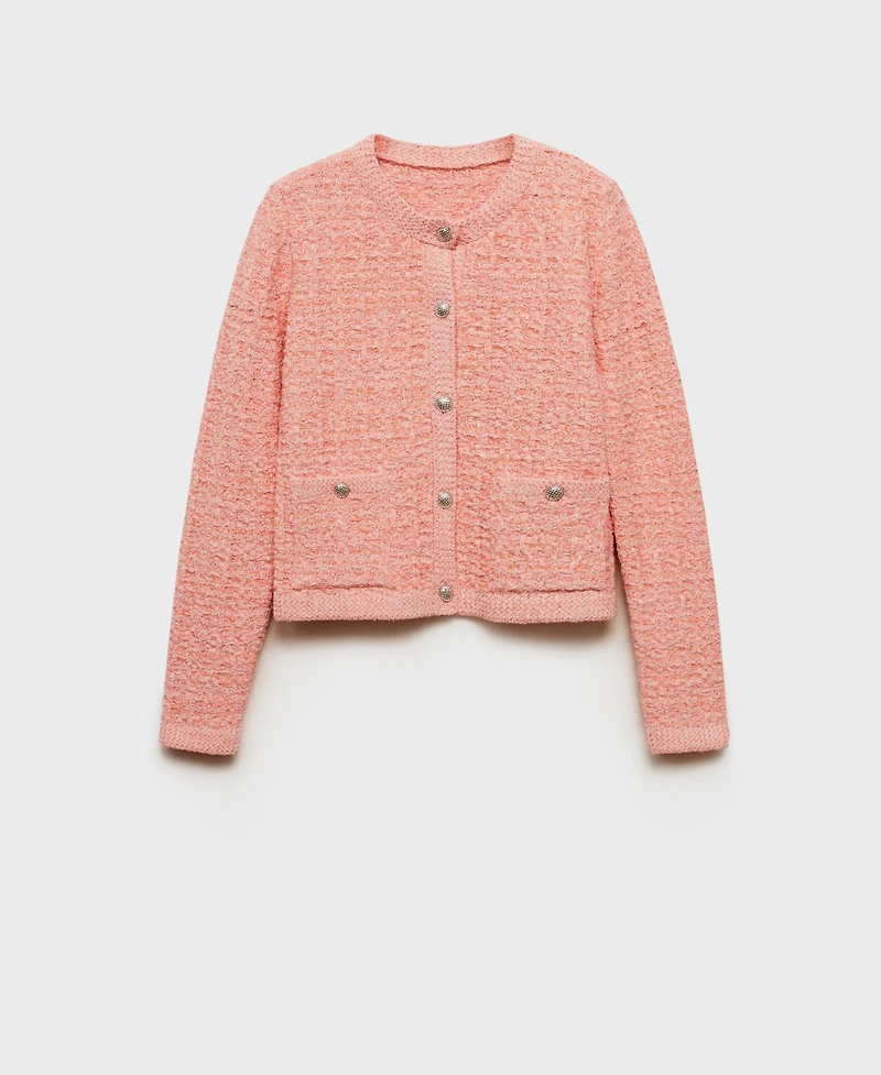 Mango Women's Jewel Buttons Tweed Effect Jacket