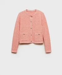 Mango Women's Jewel Buttons Tweed Effect Jacket