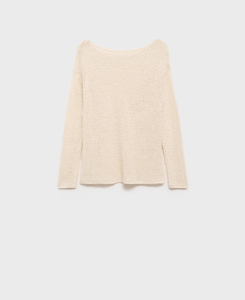 Mango Women's Open-Knit Boat Neck Sweater