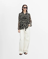 Mango Women's Floral Tie Blouse