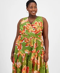 Anne Klein Plus Floral Chiffon High-Low Dress