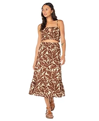 Roxy Juniors' Malia Cotton Printed Tiered Midi Skirt