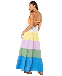 Roxy Juniors' Honolulu Glow Cotton Tiered Open-Back Maxi Dress