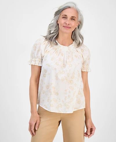 Style & Co Petite End on Contrast-Stitch Top, Exclusively at Macy's