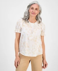 Style & Co Petite End on Contrast-Stitch Top, Exclusively at Macy's