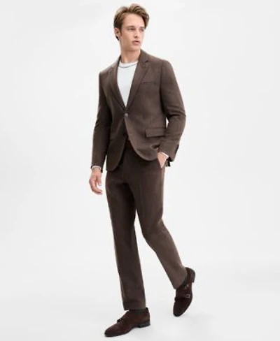 Hugo By Hugo Boss Mens Modern Fit Herringbone Overcoat Suit Separates