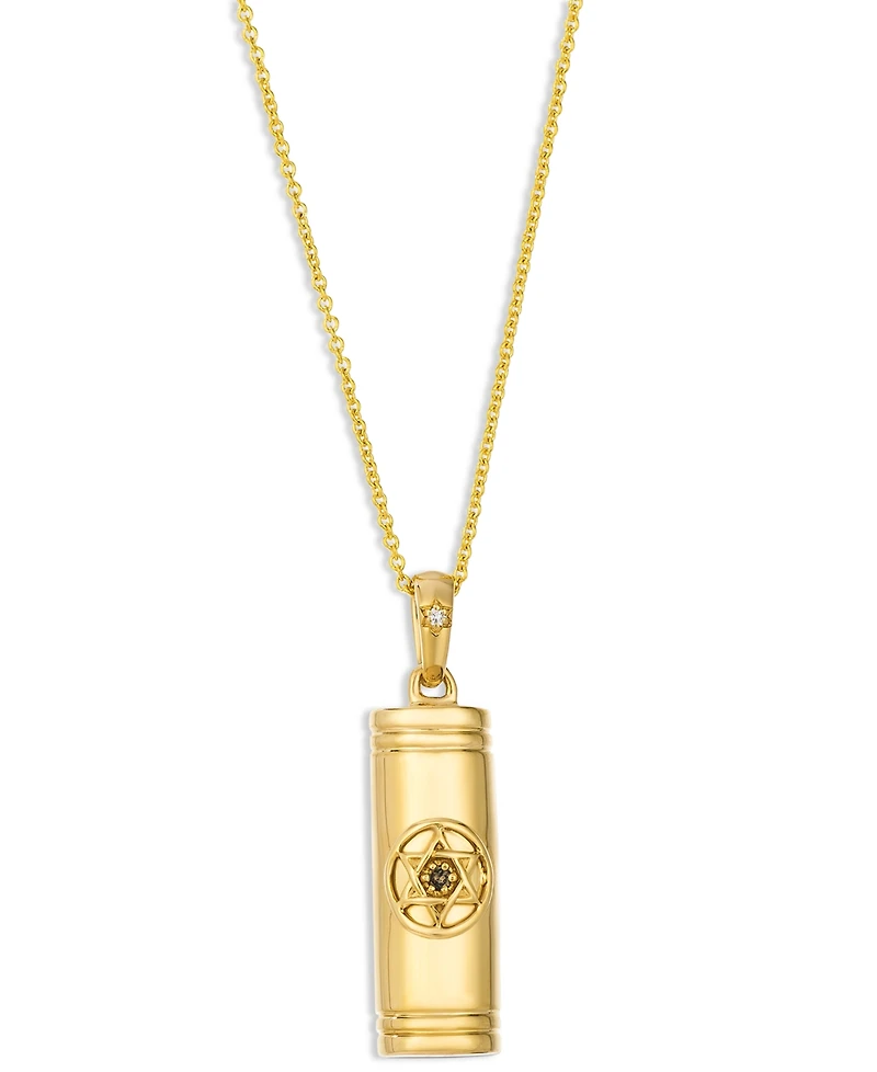 Le Vian Vanilla Diamond & Chocolate Diamond Mezuzah Pendant Necklace in 14k Yellow Gold, 20"