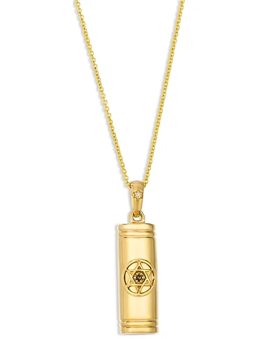 Le Vian Vanilla Diamond & Chocolate Diamond Mezuzah Pendant Necklace in 14k Yellow Gold, 20"