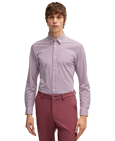 Boss by Hugo Men's Printed Slim-Fit Performance-Stretch Shirt