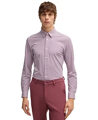 Boss by Hugo Men's Printed Slim-Fit Performance-Stretch Shirt