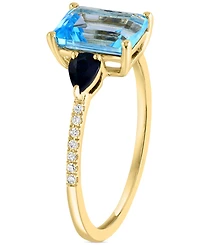 Lali Jewels Multi-Gemstone & Diamond (1/20 ct. t.w.) Ring 14k Yellow Gold