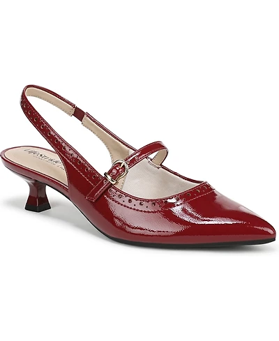 LifeStride Women's Marilyn Pointed Toe Kitten Heel Slingback Pumps