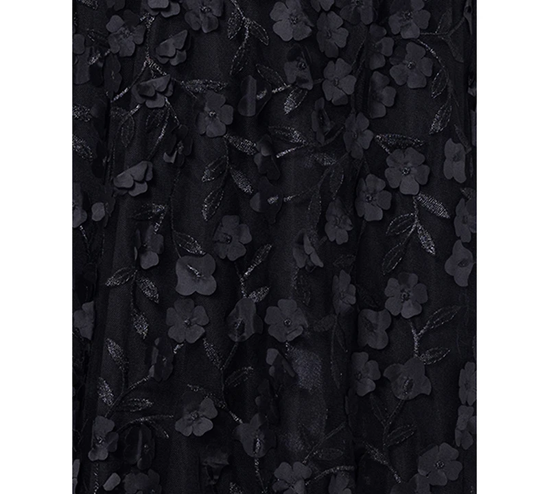 Xscape Mesh-Cutout Flower Gown