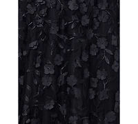 Xscape Mesh-Cutout Flower Gown