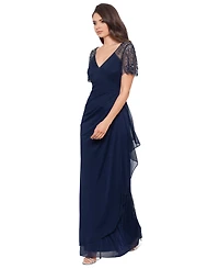 Xscape Beaded-Sleeve Gown