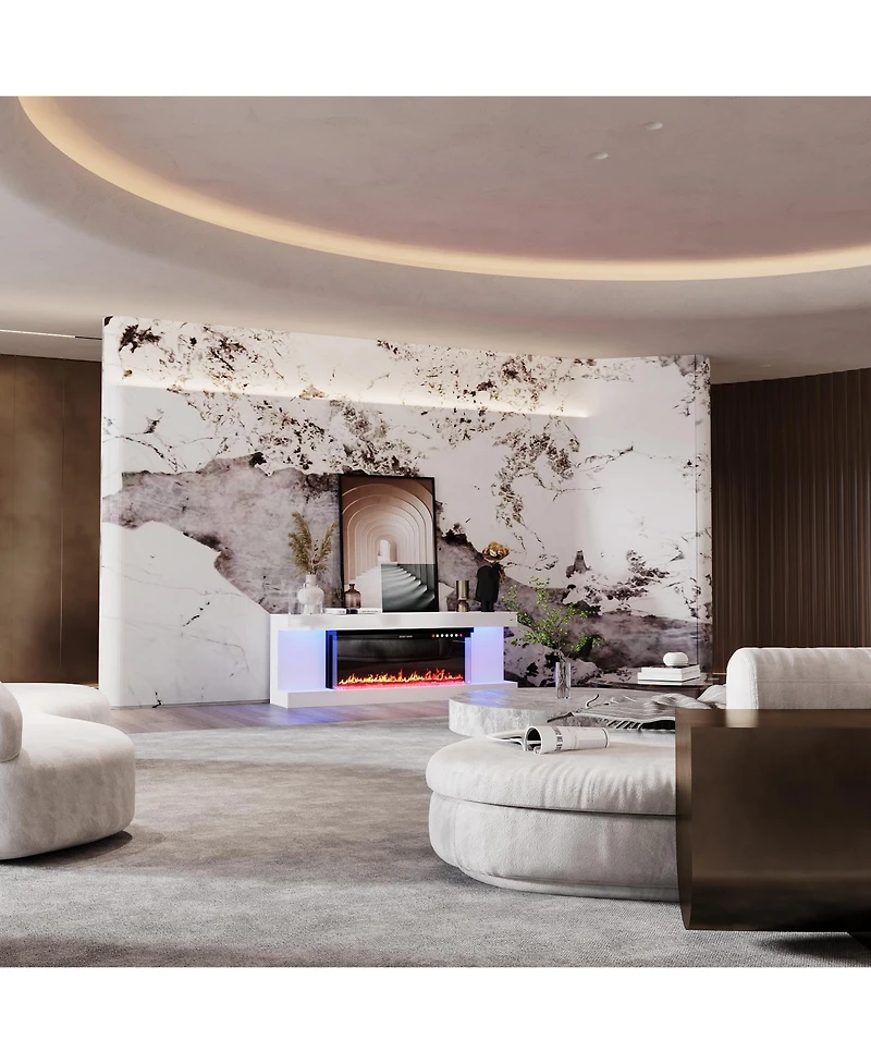 40-inch electric fireplace, recessed fireplace,1500W,white Tv stand