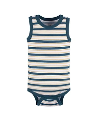Gerber Baby Boys 5-Pack Sleeveless Onesies Bodysuits, Blue Stripe, 0-3 Months