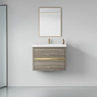 Casainc 30" Wall-Mounted Bathroom Vanity with Sink, Floating Storage Cabinet Stone Resin Countertop and Soft Close Drawers, Natural Oak