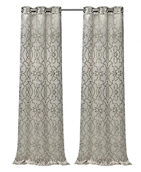 Kate Aurora 2 Piece Geo Sheen Palladian Grommet Top 88% Blackout Curtain Panels - 84 in. Long