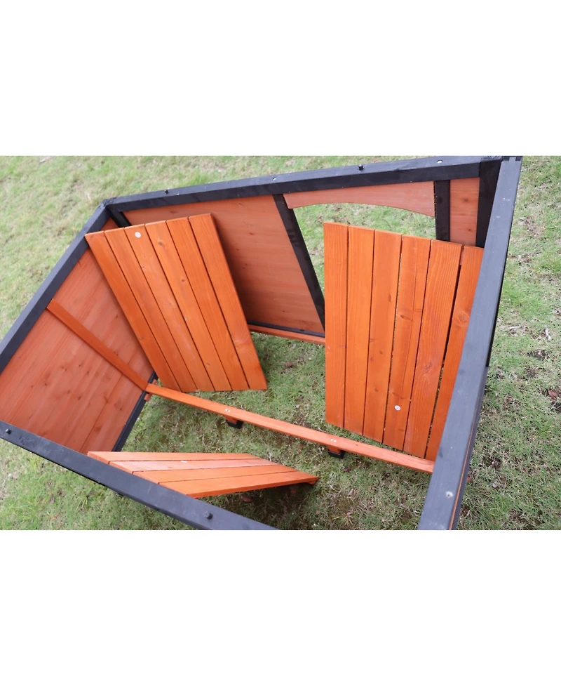 27.6 in. W x 42.1 in. L x 32.3 in. H Outdoor Indoor Removable Wooden Tilting Waterproof Roof Large Dog Dog Kennel