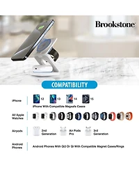 Brookstone Ultra Compact Foldable 3-in-1 Wireless Charging Station for Phone, Apple Watch, and Airpods