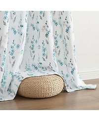 Kate Aurora 1 Piece Watercolor Floral Light Filtering Grommet Top Window Curtain Panel