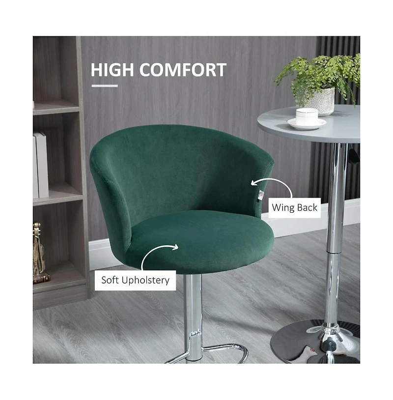 Set of 2 Adjustable Velvet Bar Stools, Swivel Counter Height Chairs with Footrest and Steel Base for Kitchen Island, Home Bar, and Dining Room-The Pop