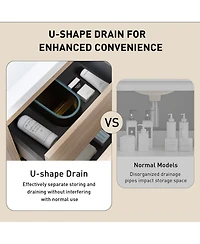 Casainc 36" Wall-Mounted Bathroom Vanity with Sink, Floating Storage Cabinet Stone Resin Countertop and Soft Close Drawers
